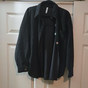 Black Corduroy Button-Up Jacket/Shirt